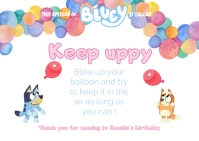 Bluey and Bingo keep uppy balloon Party Game Postal template