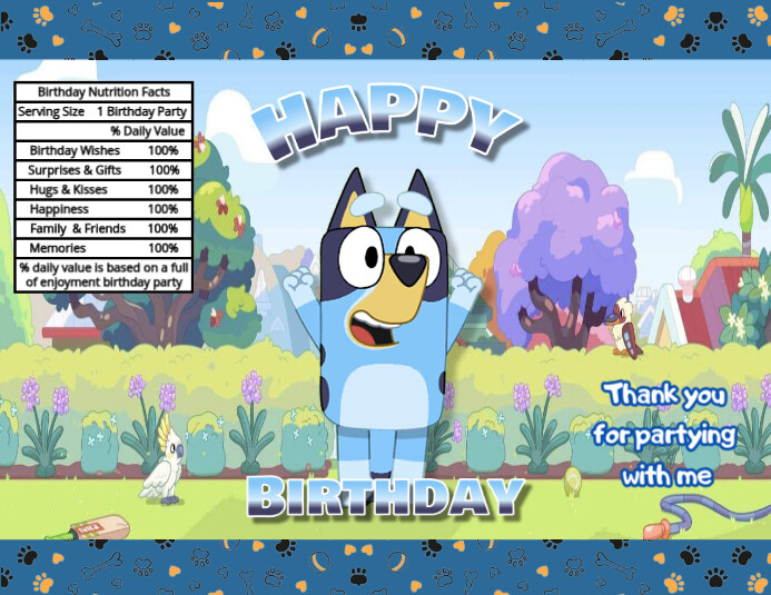 Bluey Birthday Chip Bag Pamflet (VSA Brief) template