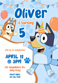 bluey birthday invitation A4 template