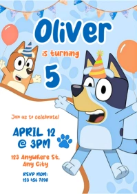 bluey birthday invitation A4 template