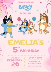 Bluey birthday invitation A4 template