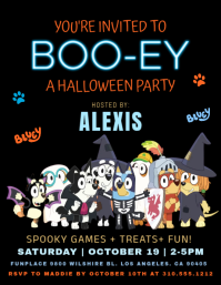Bluey Halloween Party Flyer Ulotka (US Letter) template
