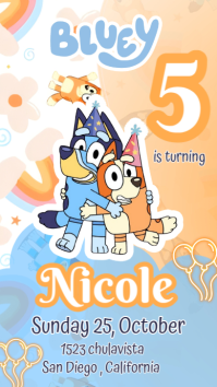 Biru children's birthday party Digitalt display Template