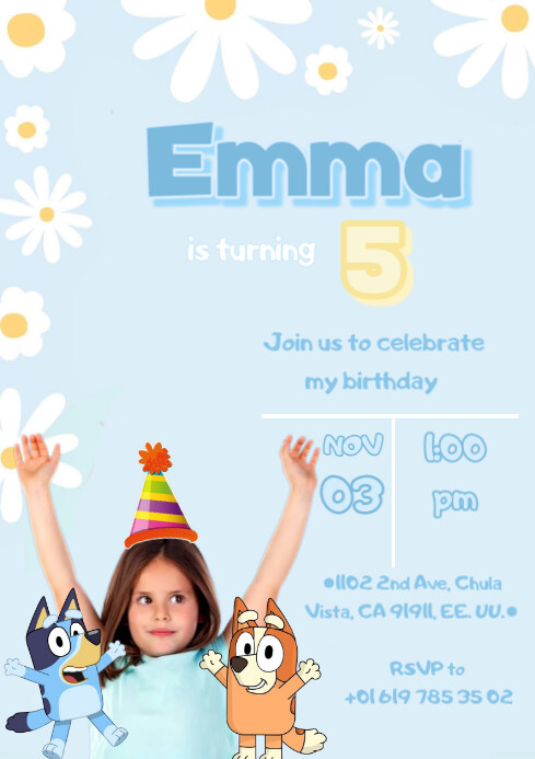 Bluey y bingo Invitation A4 template