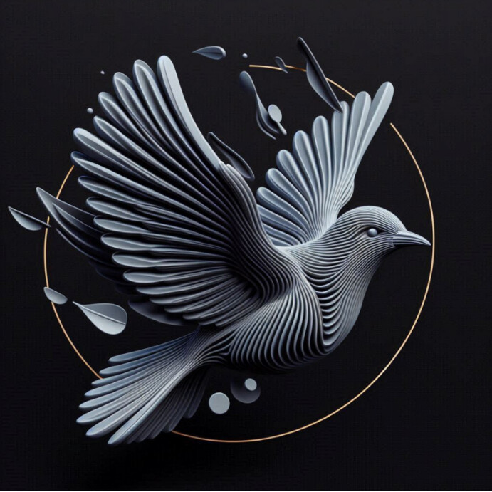 Copy of Bluish grey bird in a circle icon symbol logo | PosterMyWall