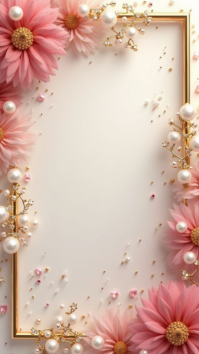 Blush Pink Floral Pearl Luxury Frame Instagram Story template