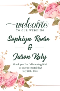 Blush pink Floral Wedding Welcome Sign Poster template