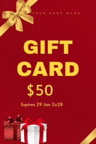 Красный Gift Card Poster Template