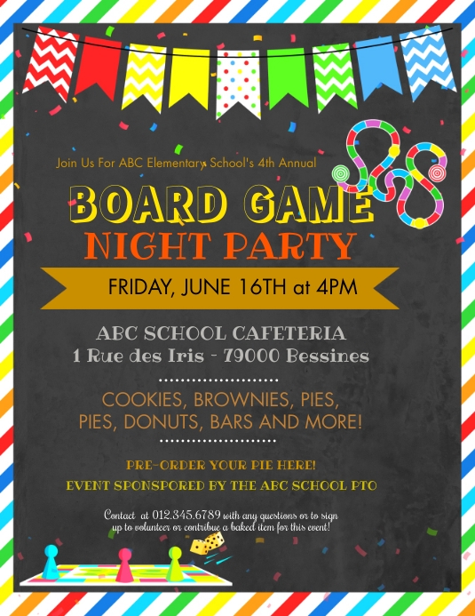 Board game night school flyer Template | PosterMyWall
