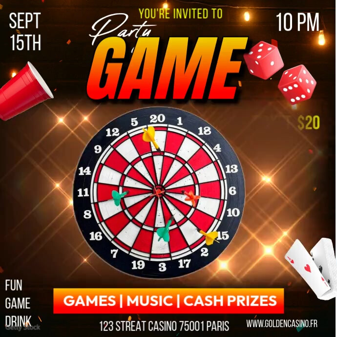 Dart game party Vierkant (1:1) template