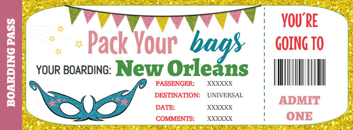 Boarding pass to New Orleans, Facebook 封面图片 template