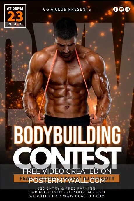 Body Contest Vector Body Building Contest Template | PosterMyWall