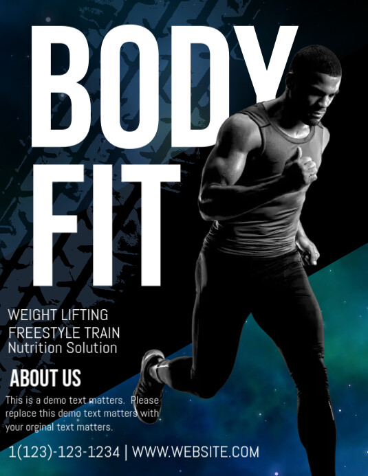 Body Fit Design Plantilla de Ejercicios de | PosterMyWall