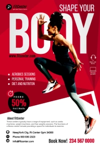 Body Fitness gym center poster design template