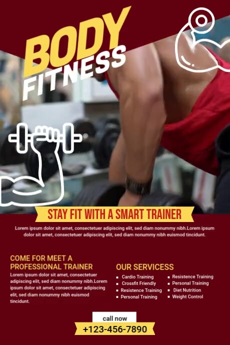 Body Fitness GYM Poster Template | PosterMyWall