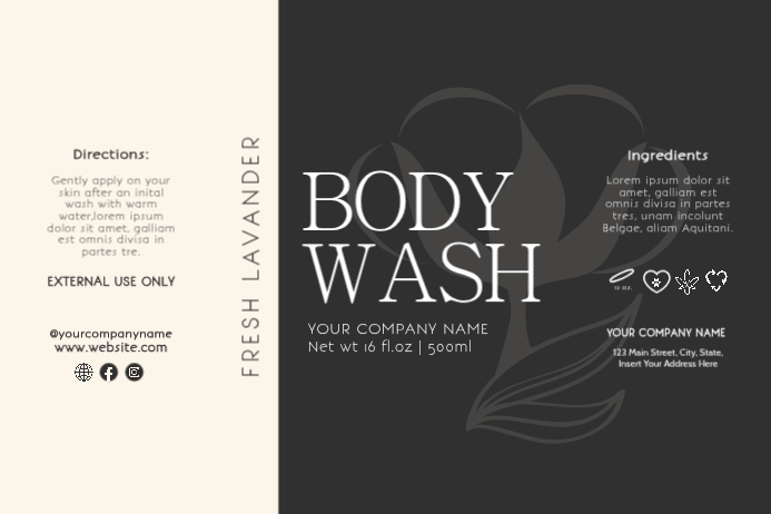Body Wash Product Label Labels Templat | PosterMyWall