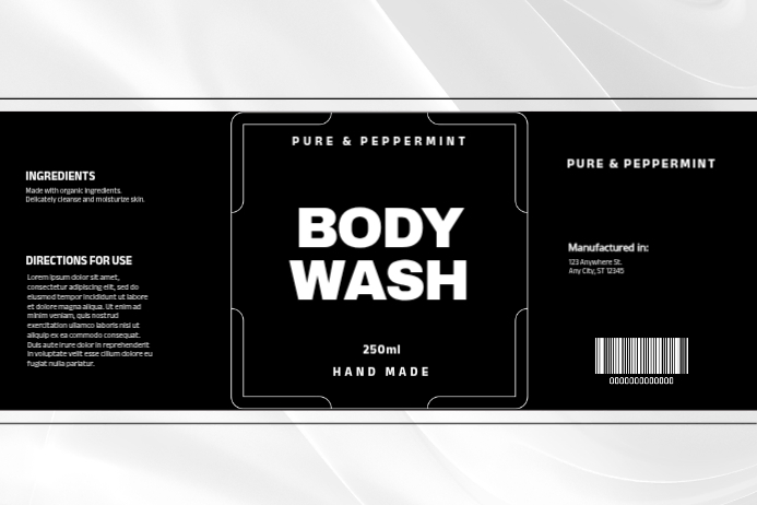 Black Body Wash Label Labels Template | PosterMyWall
