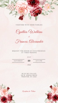 Boho Floral Wedding Invitation Template งานแสดงผลงานแบบดิจิทัล (9:16)