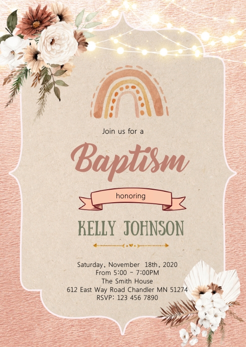 Boho garden baptism theme (1) A6 template