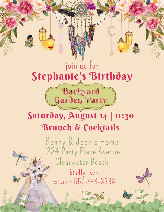 Modele Invitation A Une Fete D Anniversaire De Jardin Boho Postermywall Modele Invitation A Une Fete D Anniversaire De Jardin Boho Postermywall