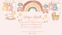 Boho Girl Baby Shower Diaper Raffle Visitkort template
