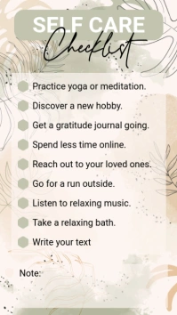 Boho Modern & Minimal Self-care Checklist Digital Display (9:16) template