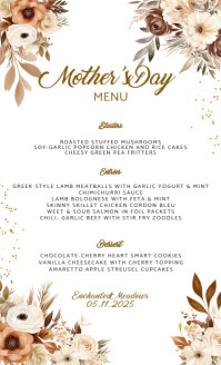 Boho Mother's Day Menu Template Legal AS