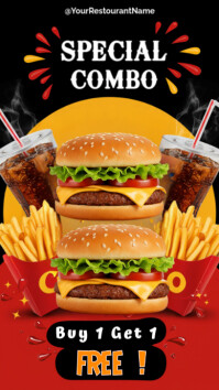 Bold and modern fast food promotion poster featuring juicy cheeseburgers Instagram Story template