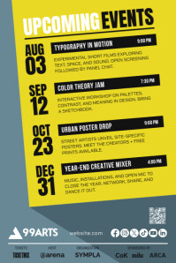 Bold Arts & Design Events Poster Creative Calendar Layout Affiche template
