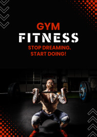 Bold Gym Motivation Poster – Typographic Fitness Quote  A4 template