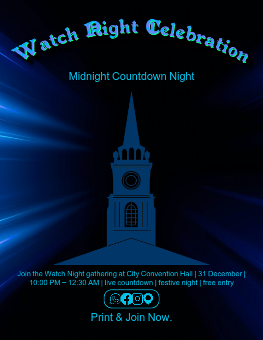 Copy of Bold Minimalist Watch Night Flyer Template | PosterMyWall
