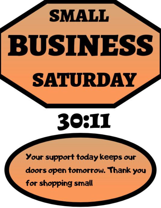 Bold Orange and Black Small Business Support Design Folheto (US Letter) template