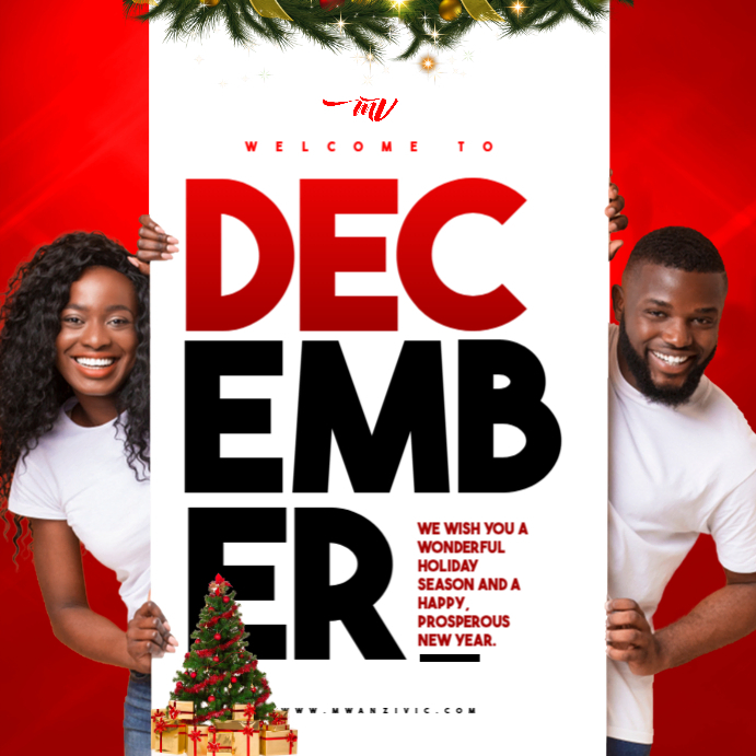 Modèle Bold Red December Welcome Holiday Sign Template | PosterMyWall