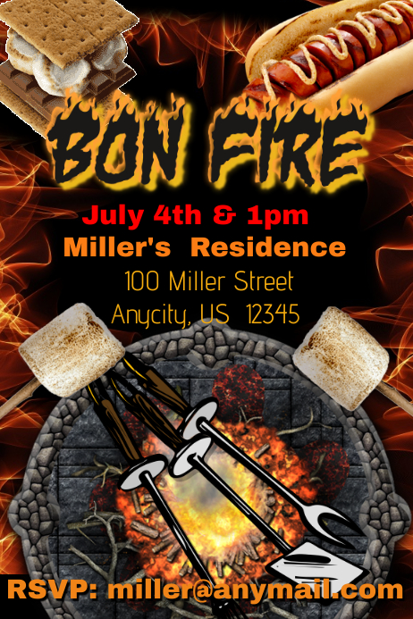 bon fire event party template postermywall artistic flyers