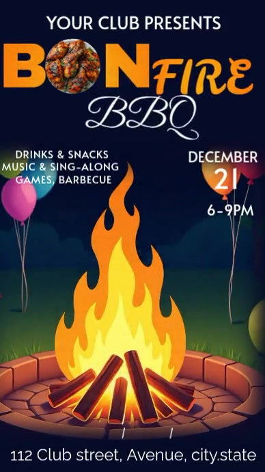Bonfire BBQ Template | PosterMyWall