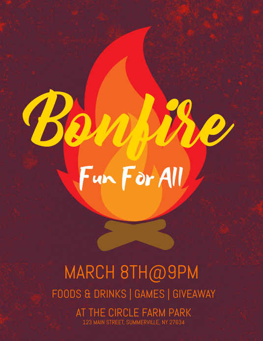 Bonfire Flyer Template PosterMyWall Bonfire Flyer Template PosterMyWall