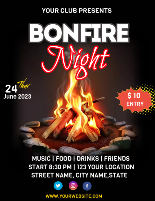Bonfire night flyer Template PosterMyWall