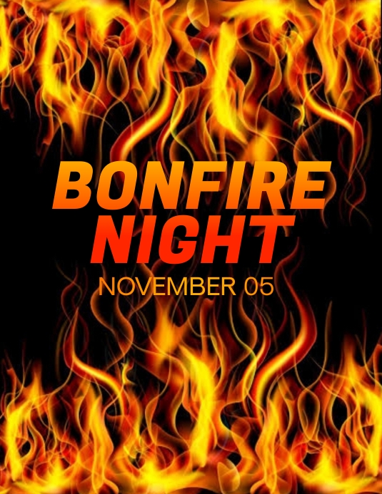 Bonfire night flyer template. Løbeseddel (US Letter)