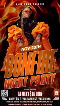 Czarny Bonfire Night Party 数字显示屏 Template