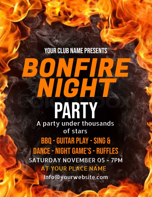 Bonfire night party flyer template. PosterMyWall