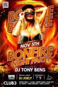 BONFIRE PARTY Poster template