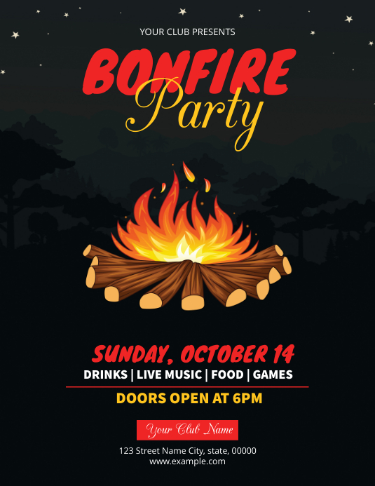 Bonfire Party Flyer Folder (US Letter) template