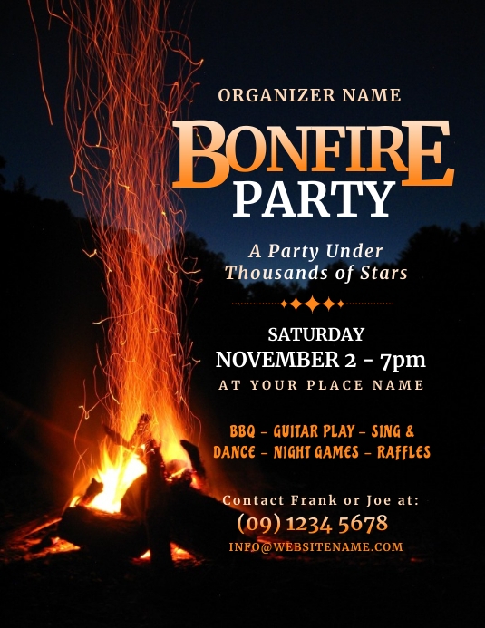 Bonfire Party Flyer Ulotka (US Letter) template