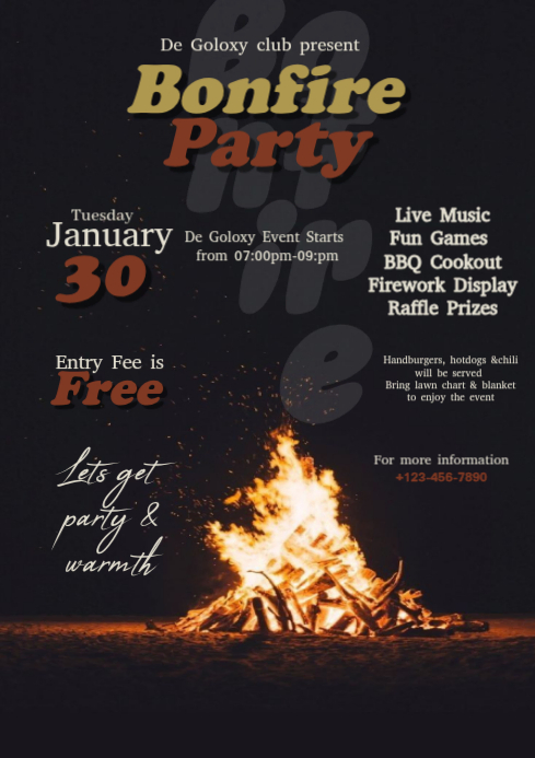 Bonfire party flyer Template | PosterMyWall