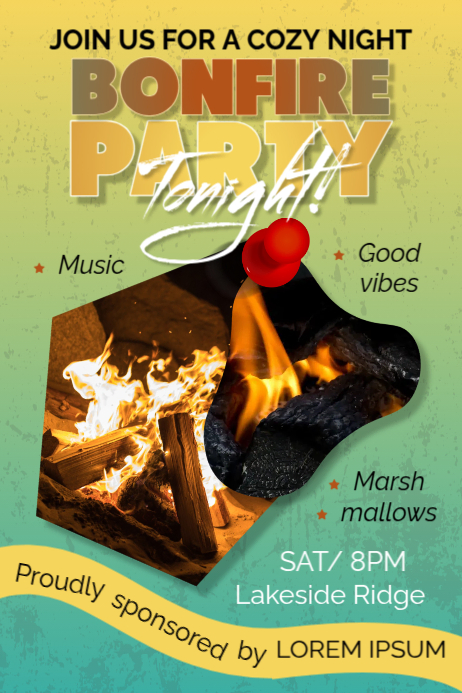 Orange Bonfire Party Posters Template | PosterMyWall