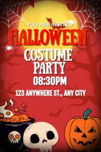 Vermelho Halloween Costume Party Plakat Template