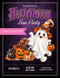 Black Halloween Party Invitation 传单(美国信函) Template