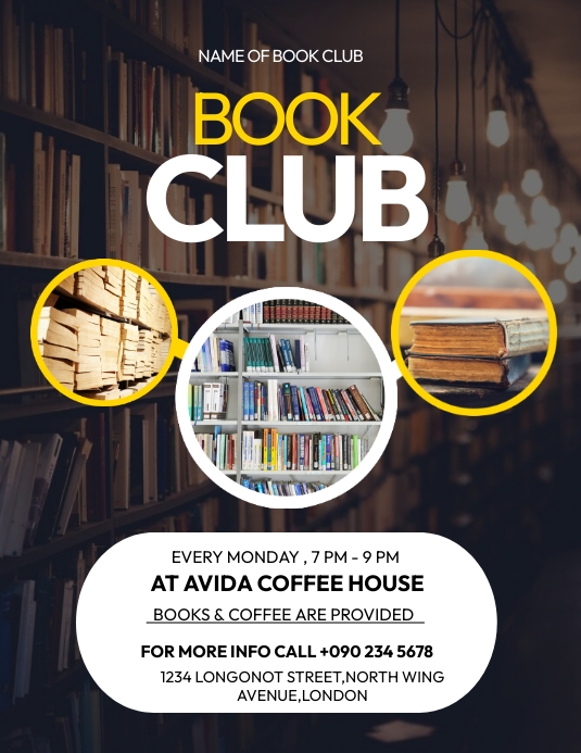 BOOK CLUB FLYER Template PosterMyWall BOOK CLUB FLYER Template PosterMyWall
