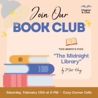 Book Club Illustrative Instagram Post Video สี่เหลี่ยมจัตุรัส (1:1) template