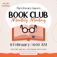 Book Club Orange Illustrative Instagram Post Instagram-Beitrag template